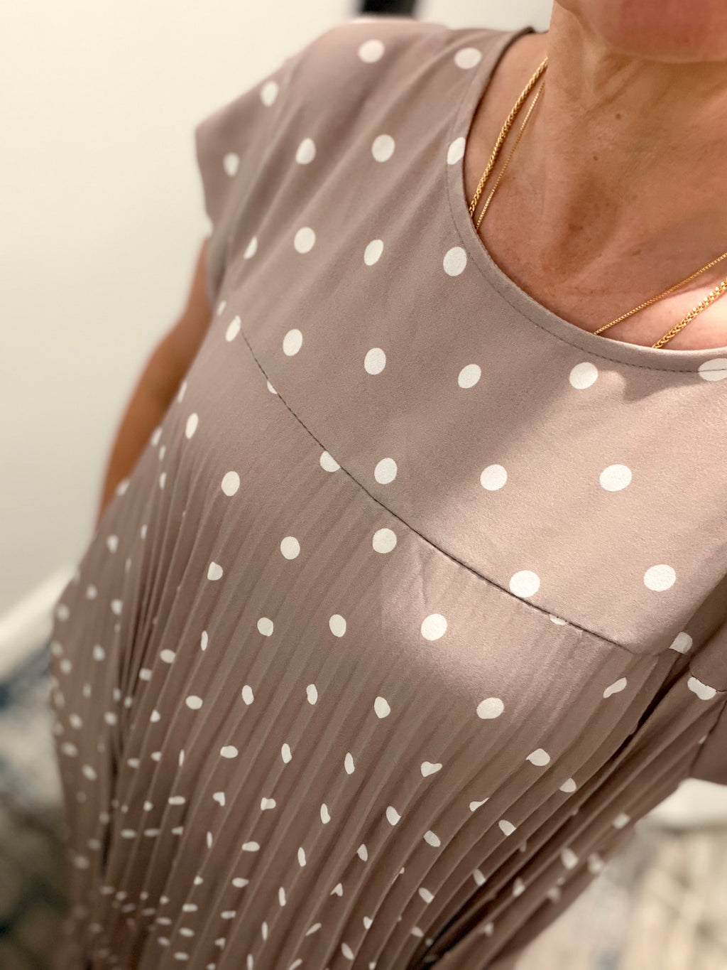 Polka Dot Pleated Floaty Dress