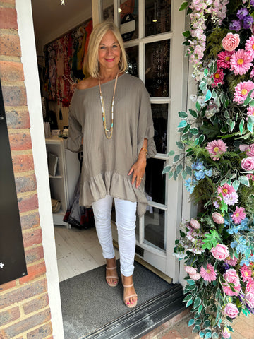 Cheesecloth Oversized  Frill Top