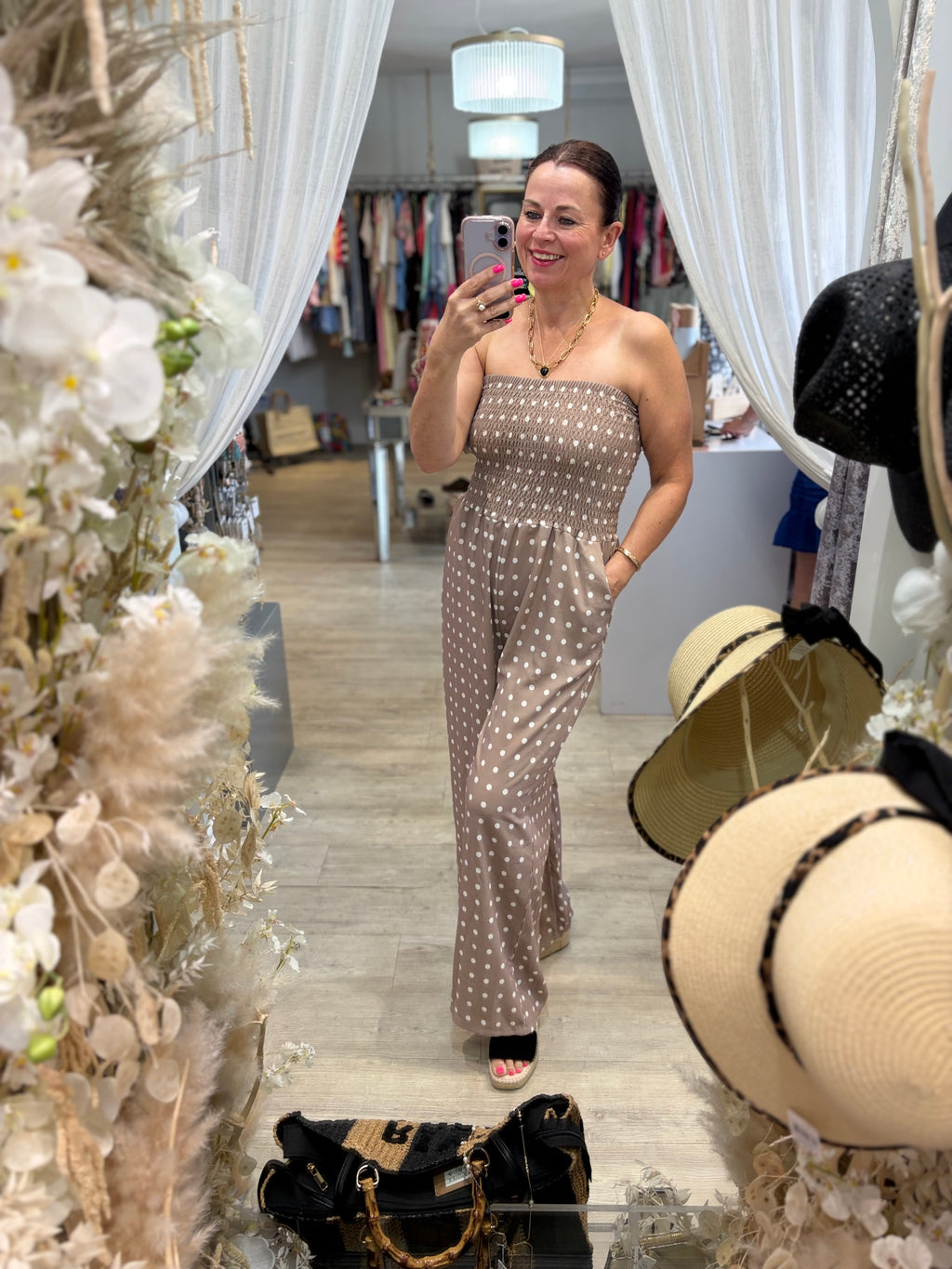 Polka Dot Bandeau Jumpsuit