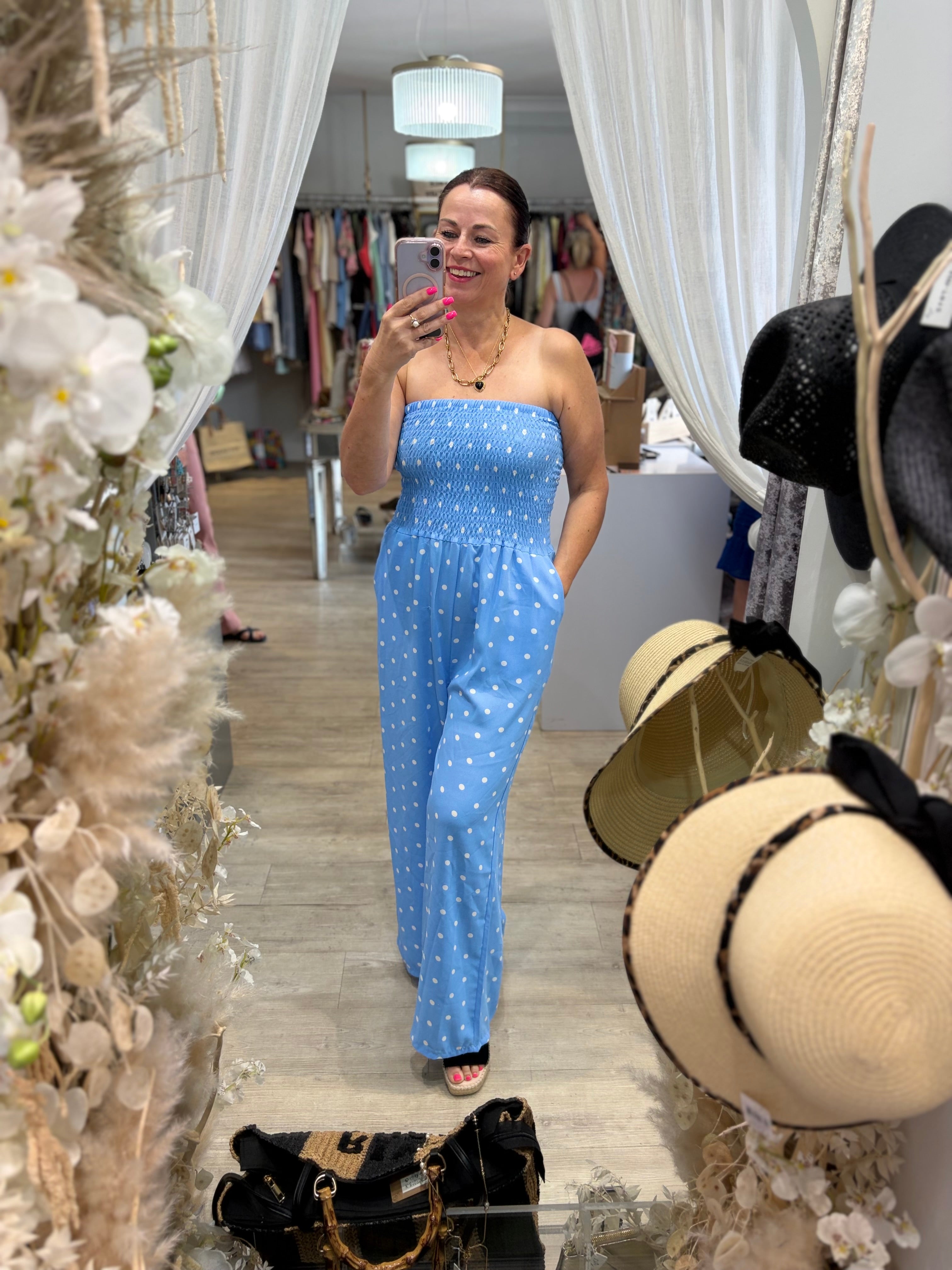 Polka Dot Bandeau Jumpsuit