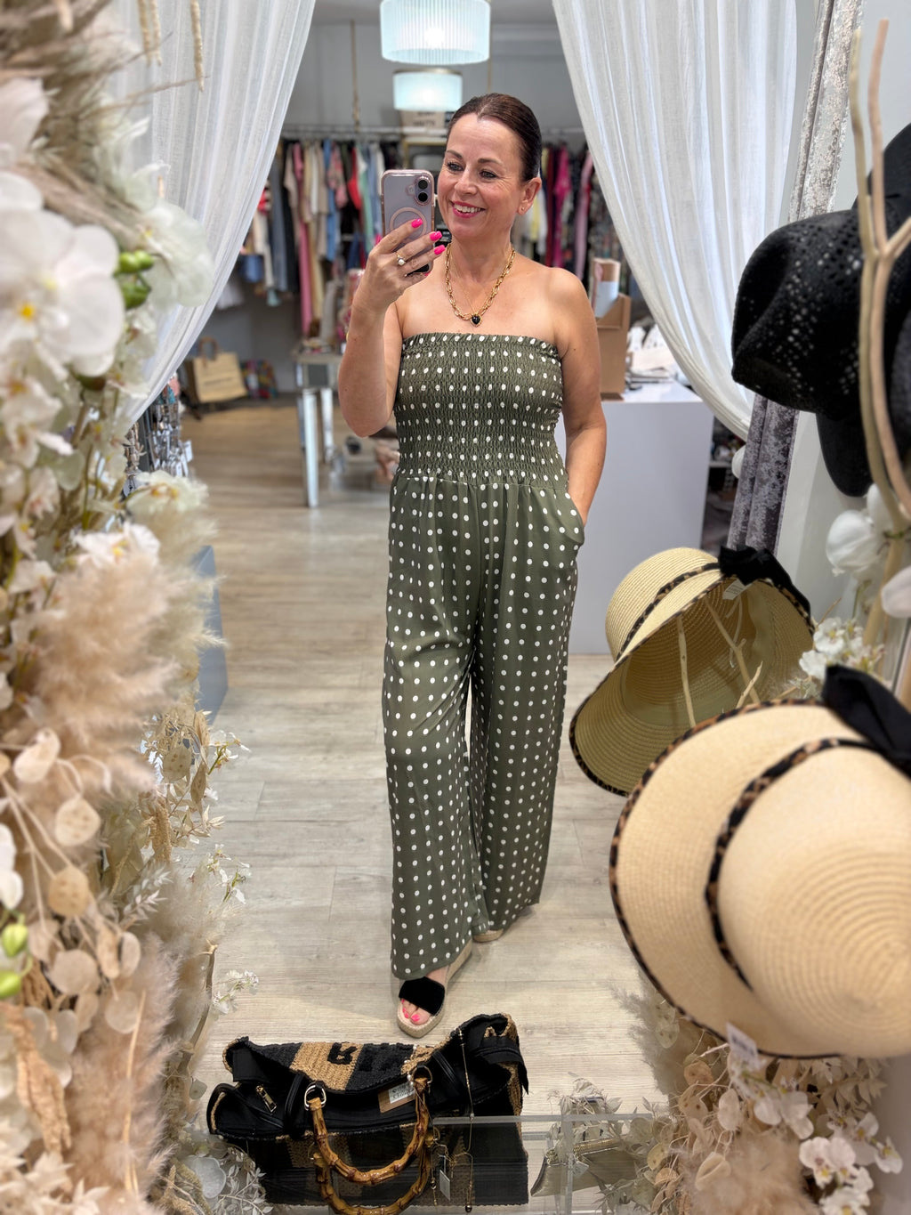 Polka Dot Bandeau Jumpsuit