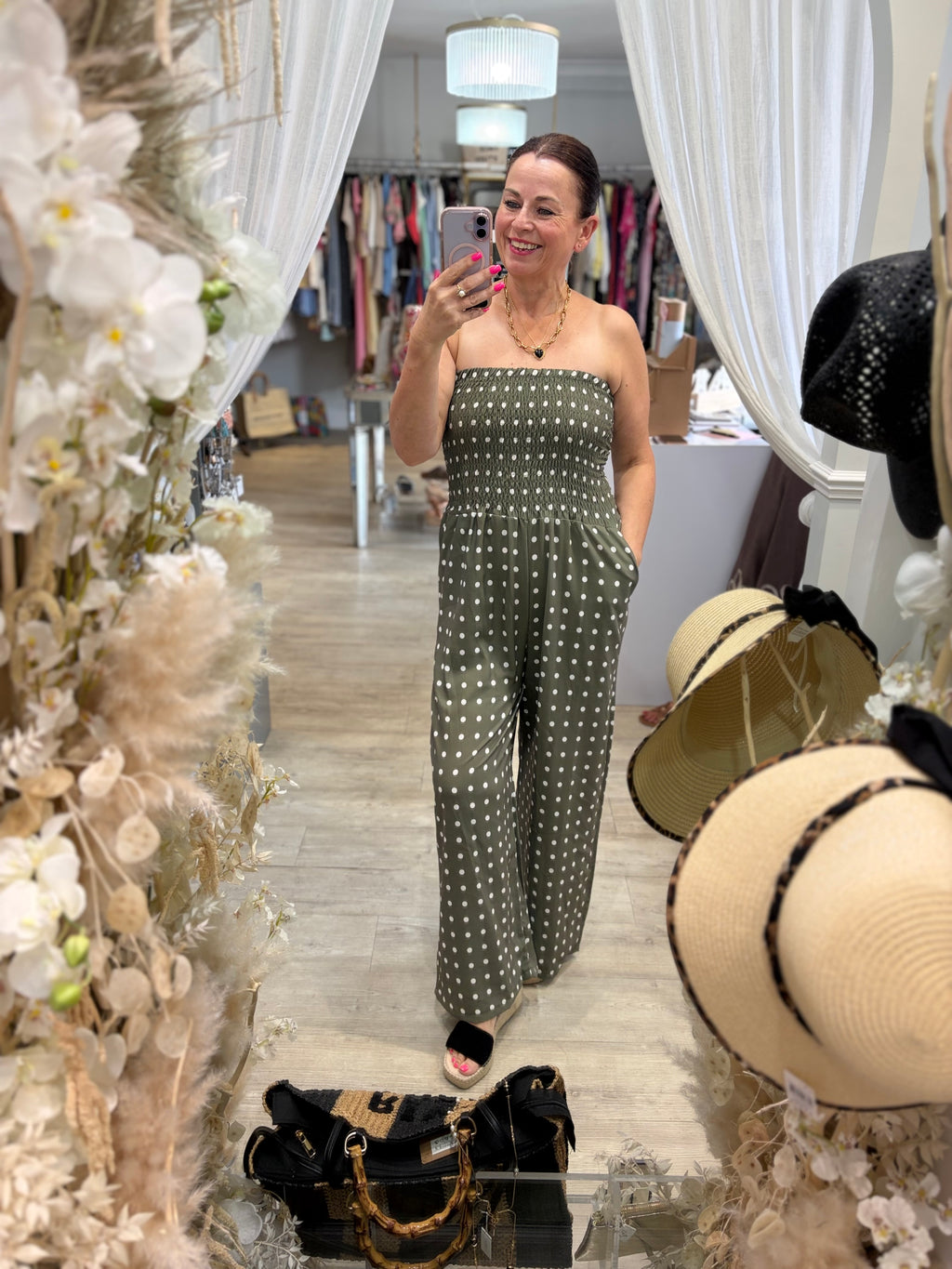 Polka Dot Bandeau Jumpsuit