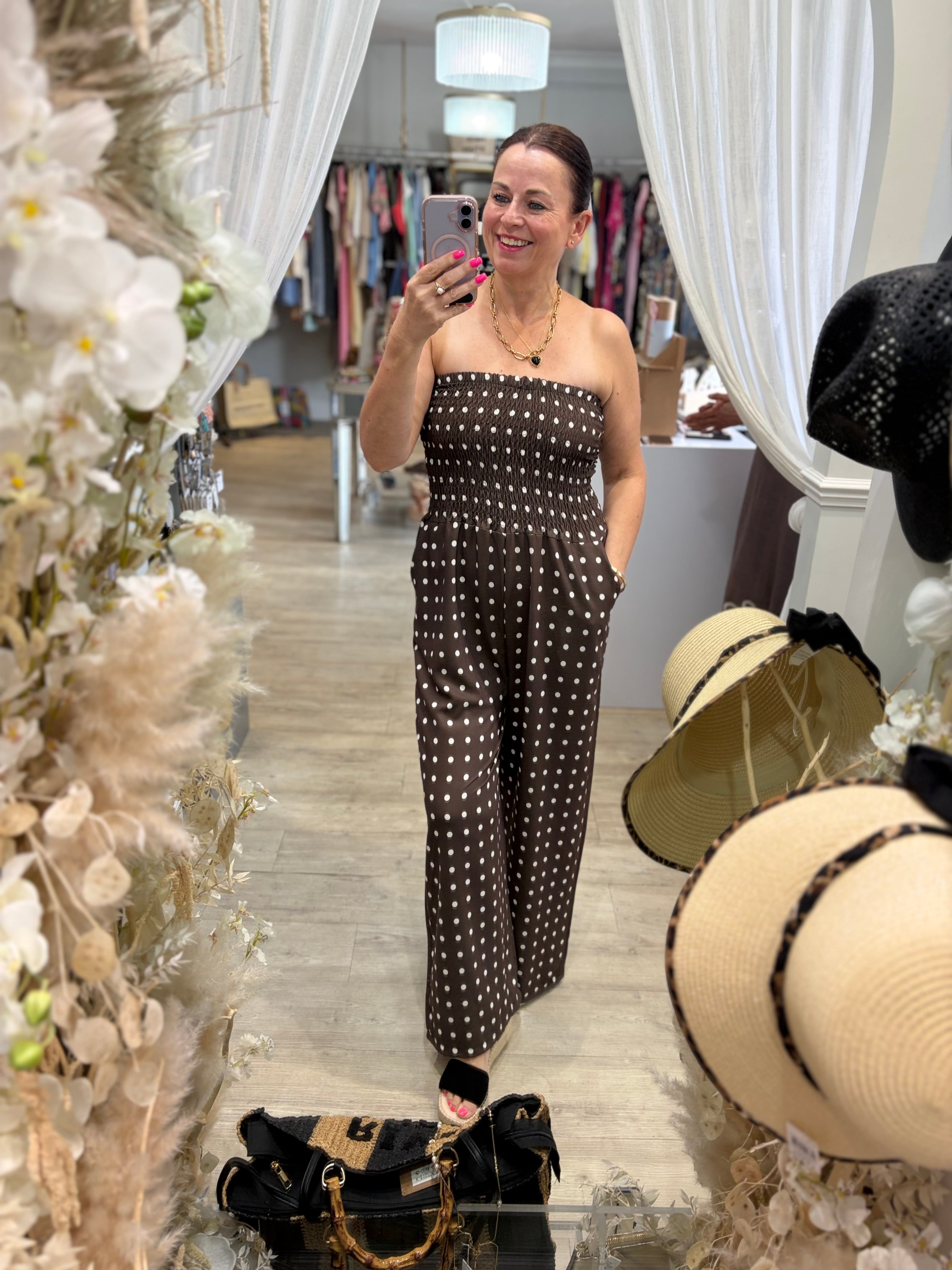 Polka Dot Bandeau Jumpsuit