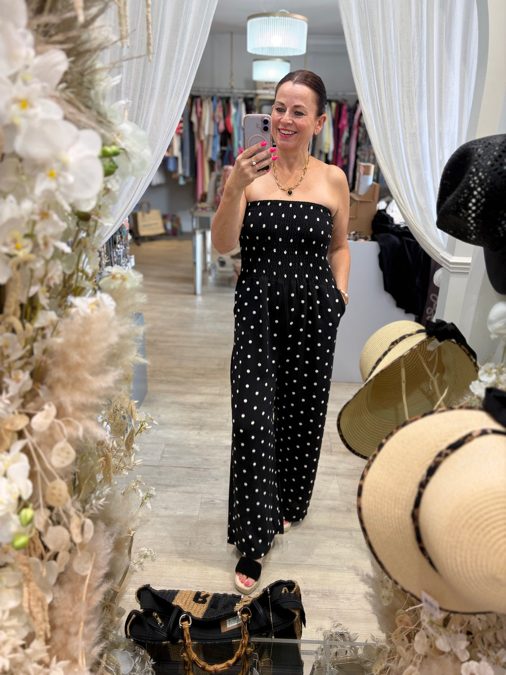 Polka Dot Bandeau Jumpsuit