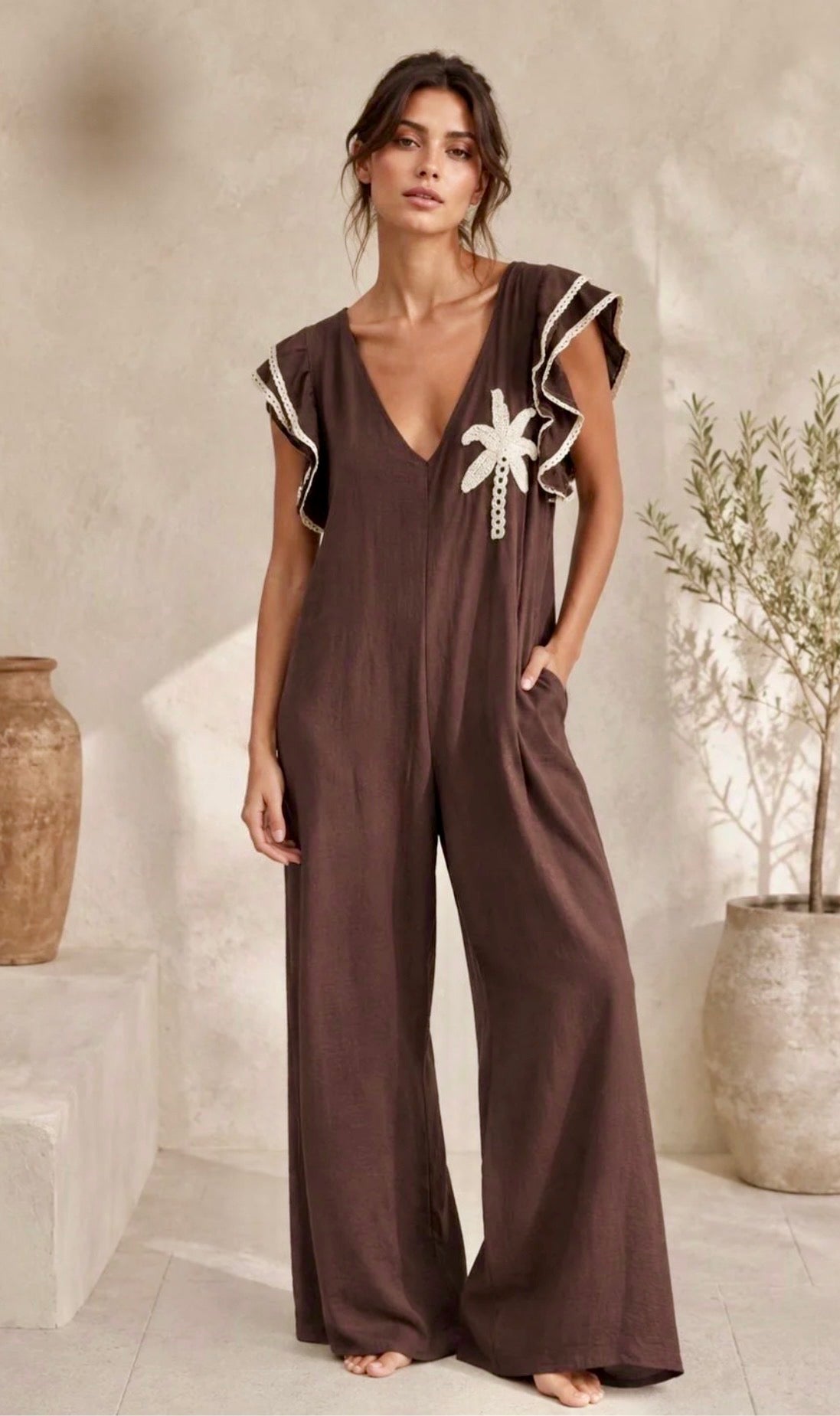 Palm Tree Romper Jumpsuit