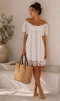Crochet & Lace Bardot Dress