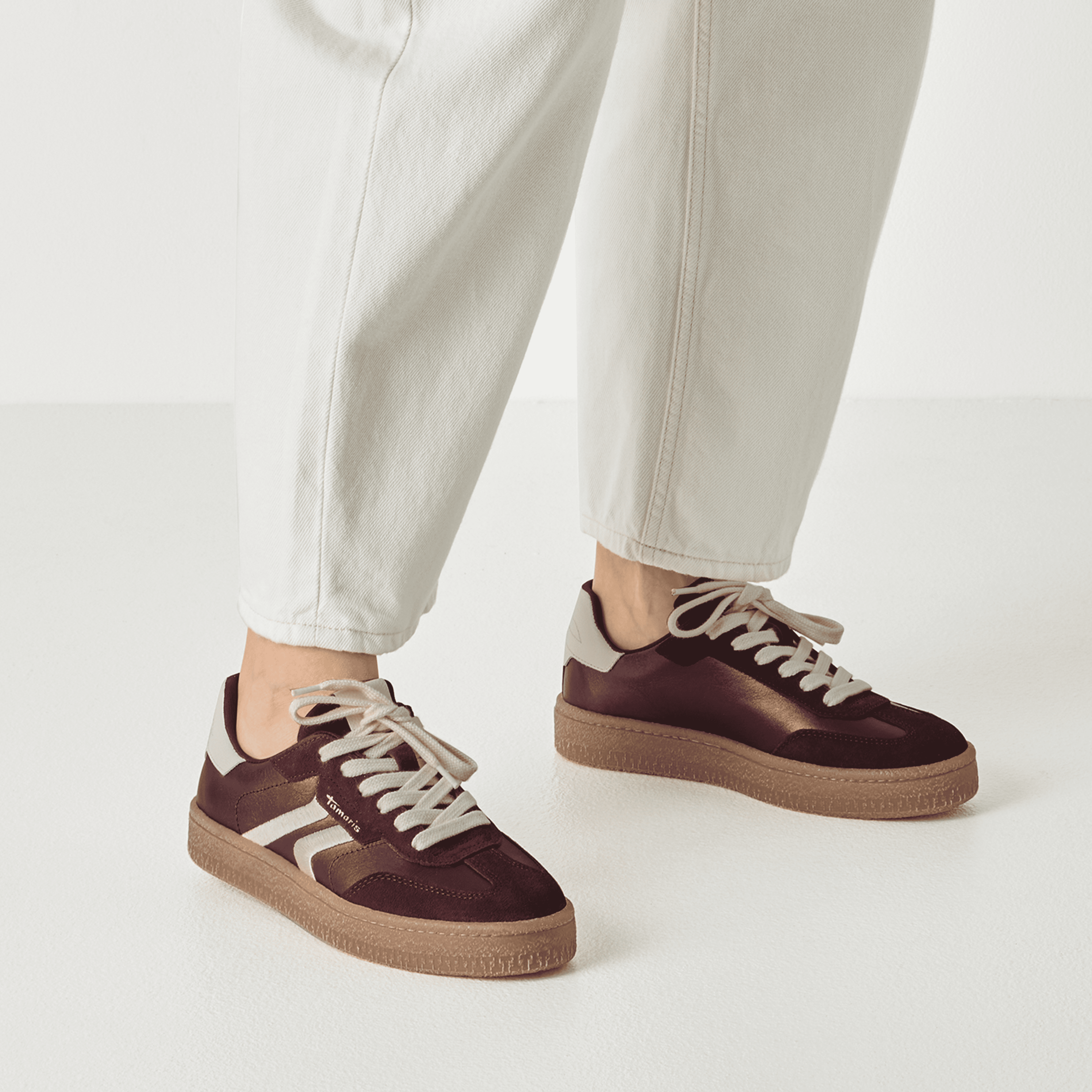 Bordeaux Metallic Leather Trainers