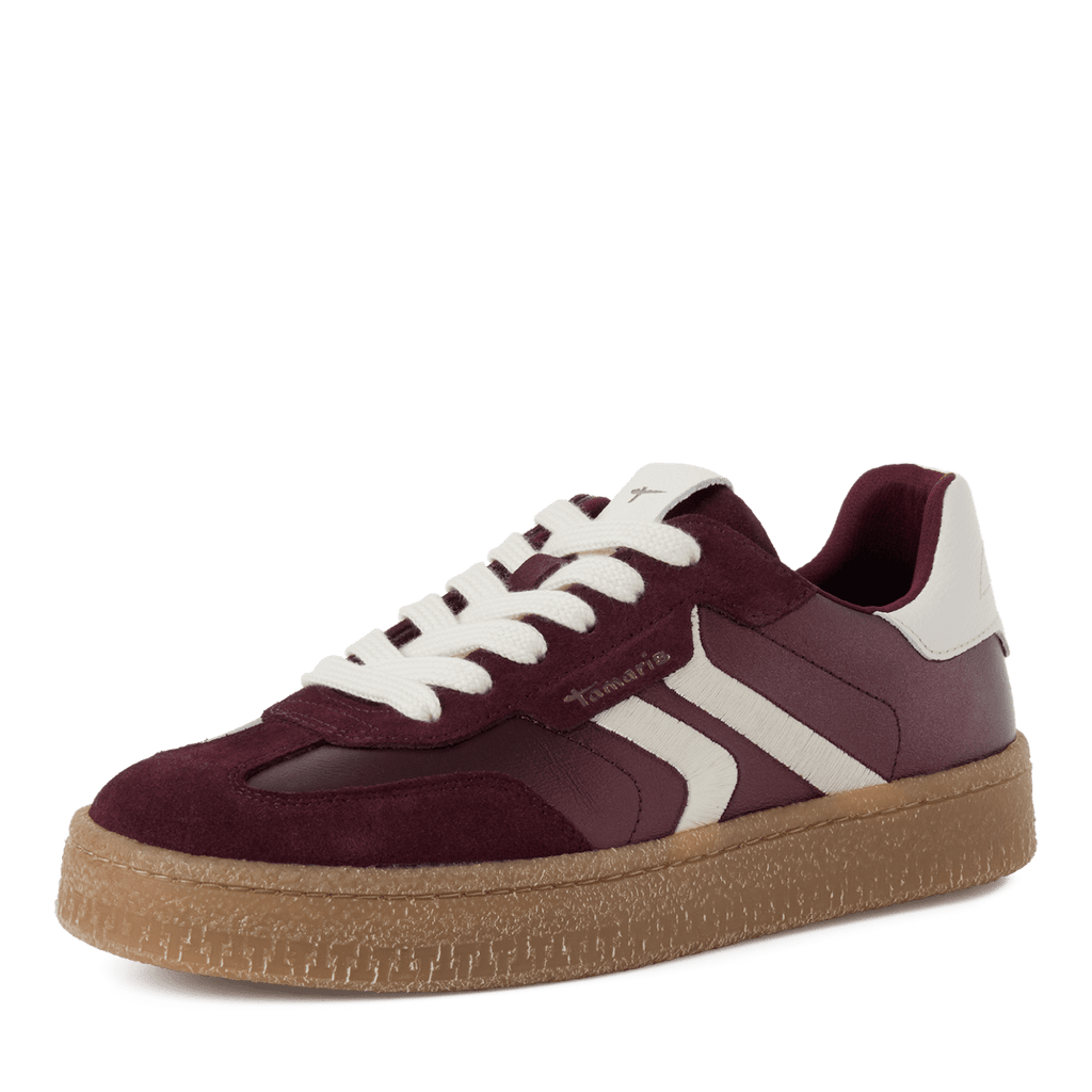 Bordeaux Metallic Leather Trainers