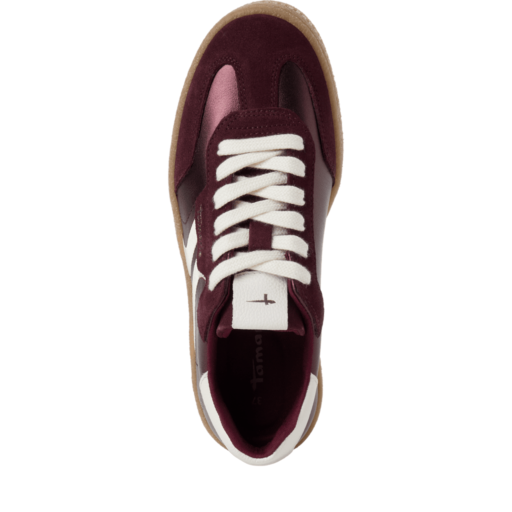 Bordeaux Metallic Leather Trainers