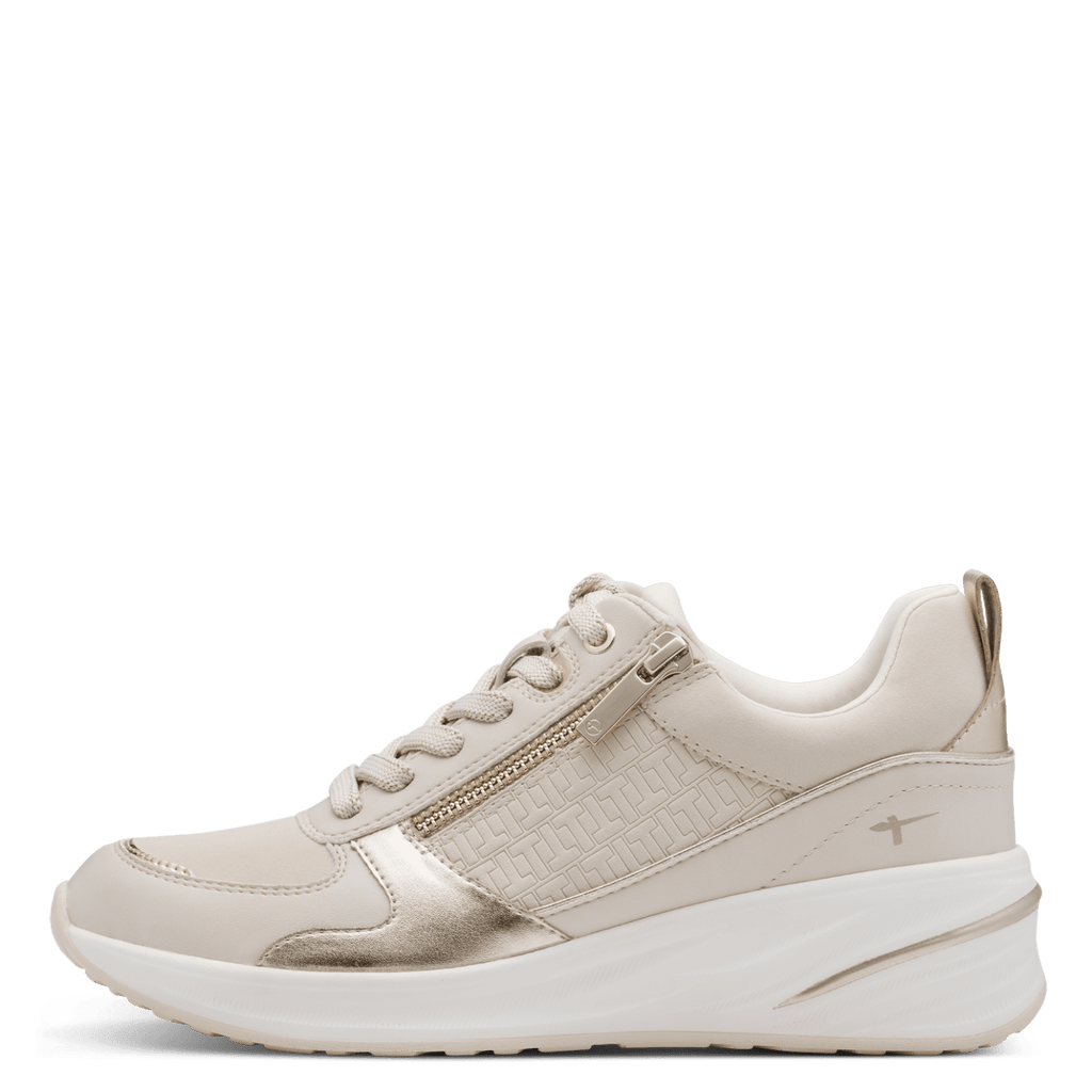 Ivory & Gold Wedge Trainers
