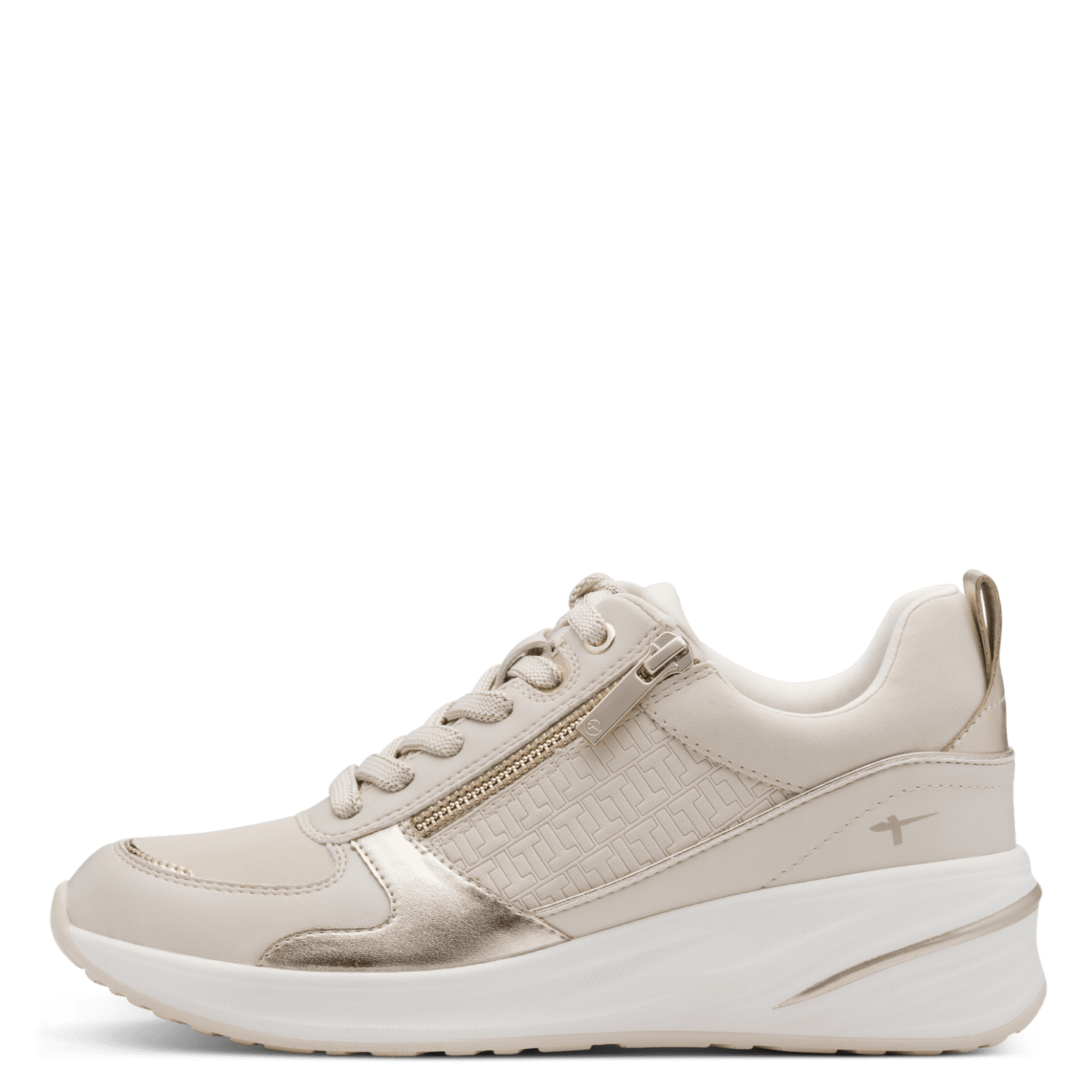 Ivory & Gold Wedge Trainers