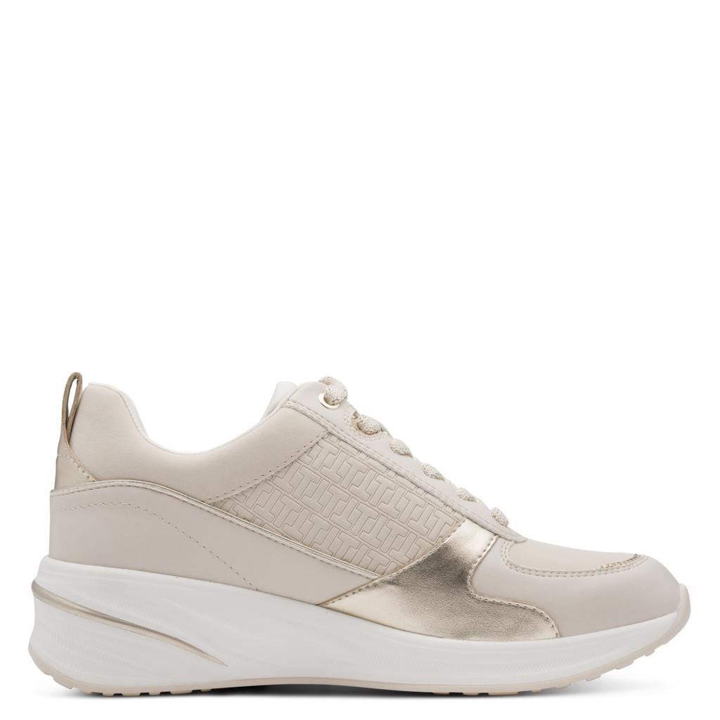 Ivory & Gold Wedge Trainers