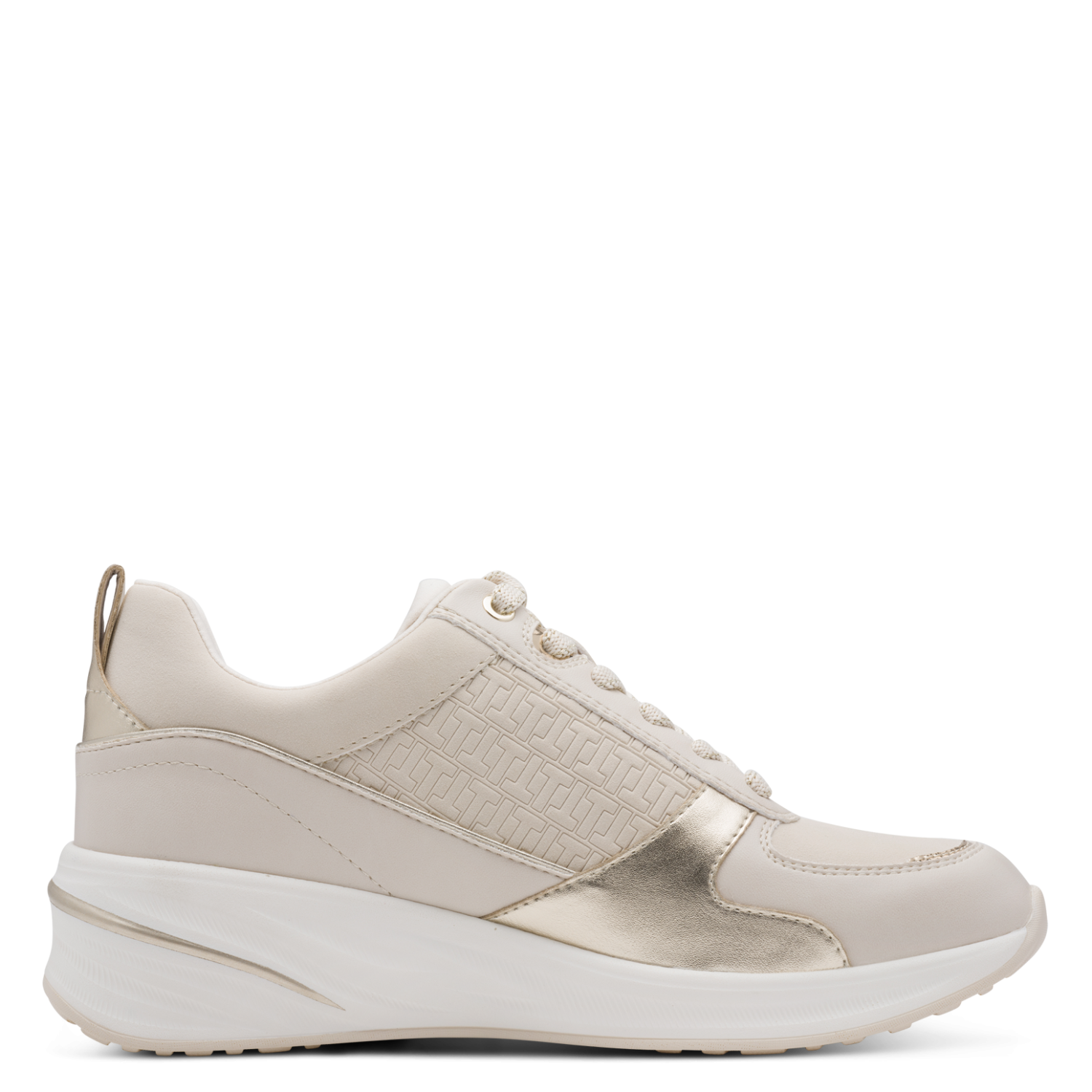 Ivory & Gold Wedge Trainers