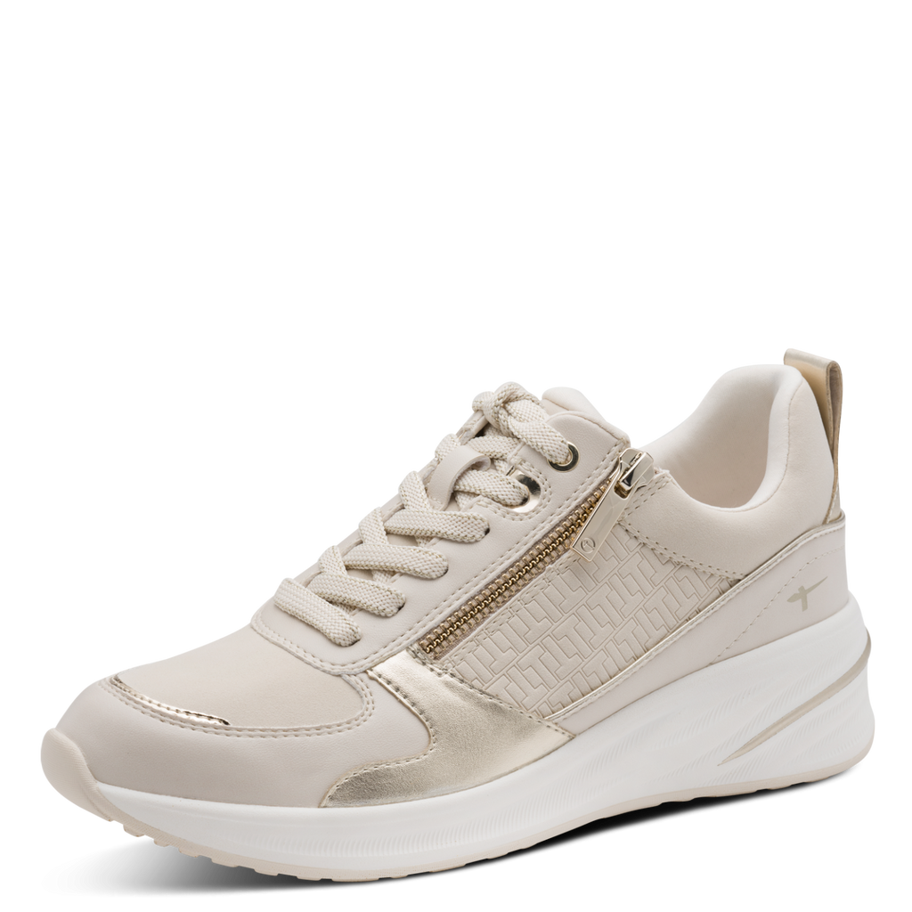 Ivory & Gold Wedge Trainers