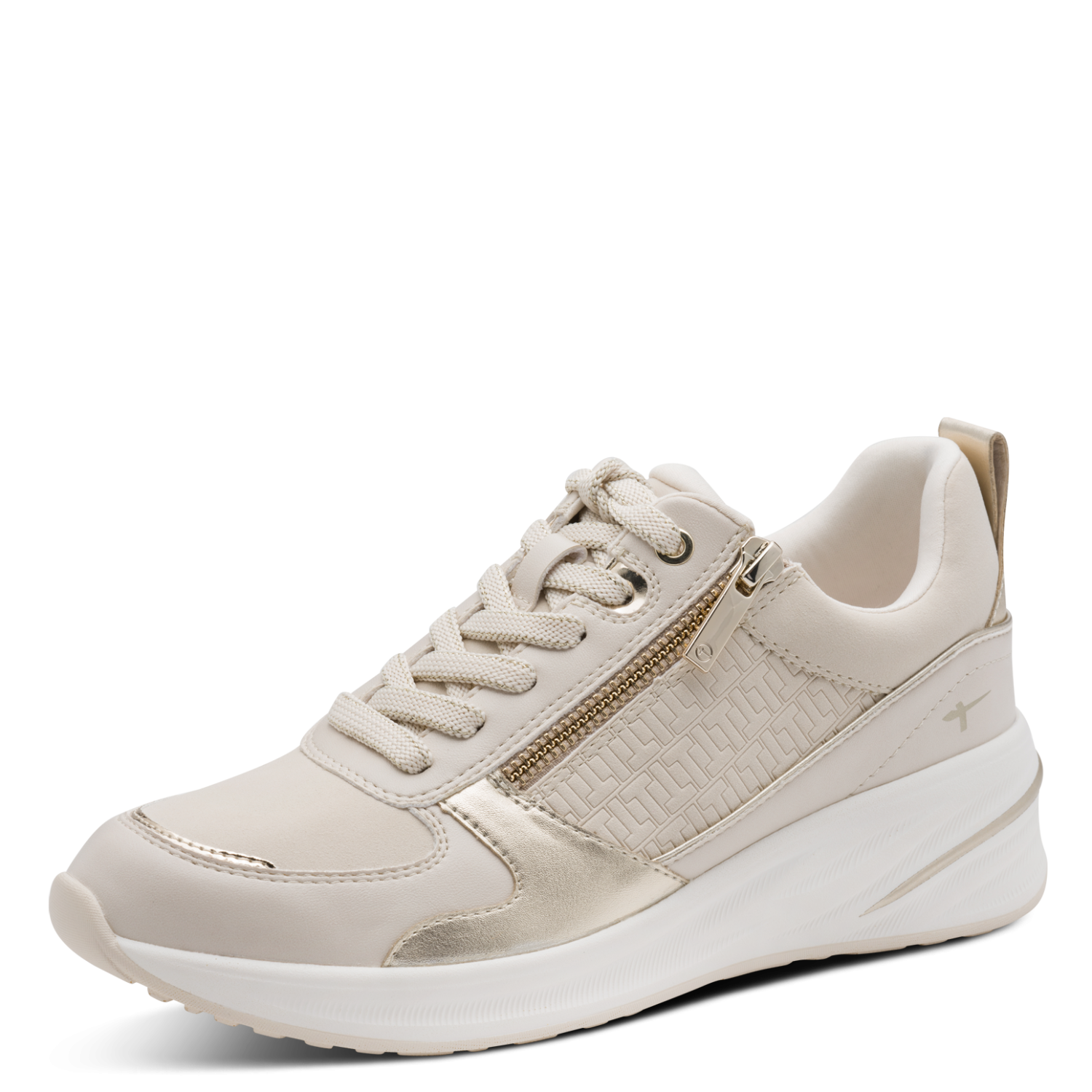 Ivory & Gold Wedge Trainers