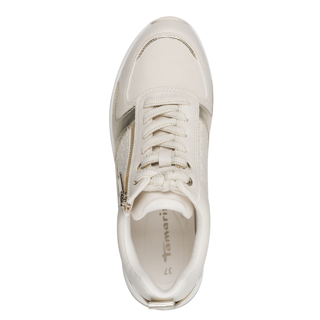 Ivory & Gold Wedge Trainers