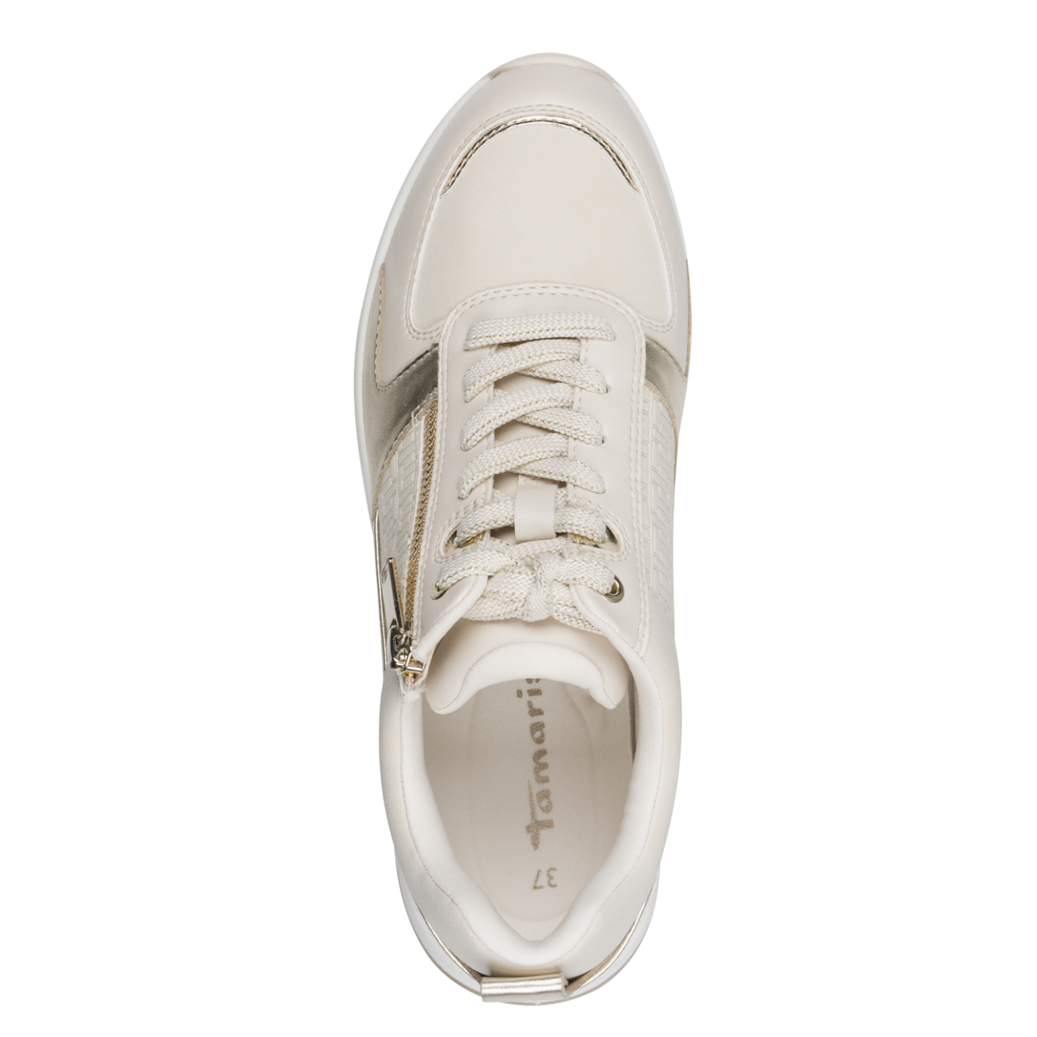 Ivory & Gold Wedge Trainers