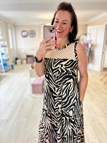 Animal & Shimmer Crochet Dress