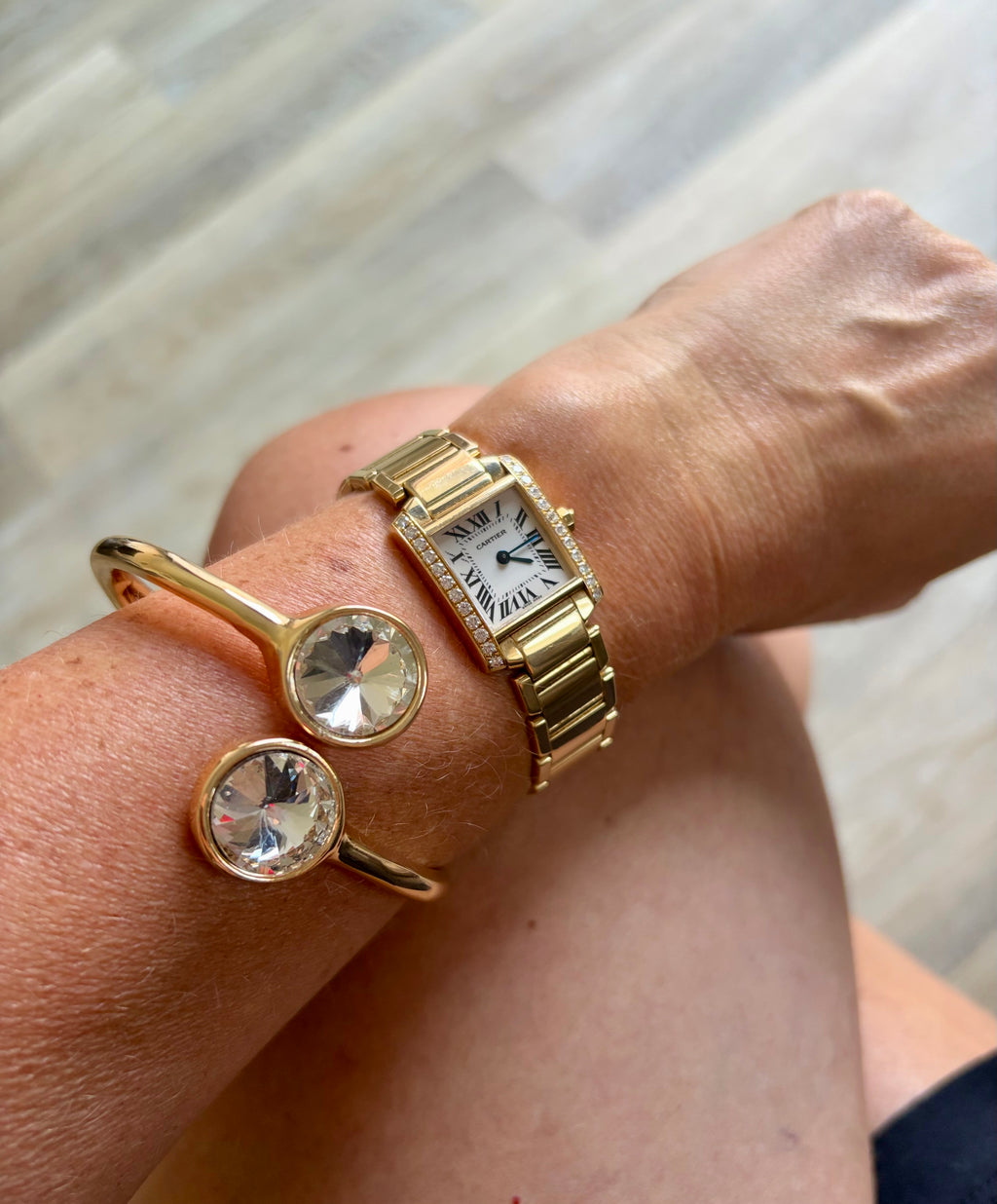 Golden Glam Crystal Bangle