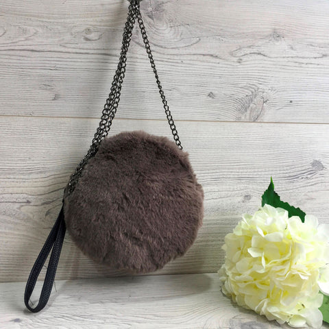 Round Mocha Furry Bag