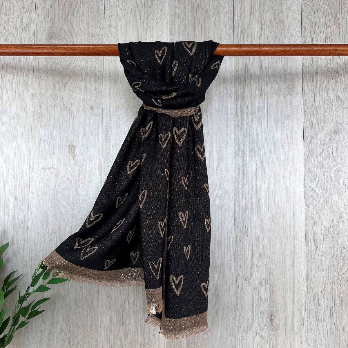 Gold Thread Heart Scarf