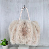 Plaited Strap Faux Fur Bag