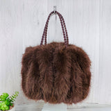 Plaited Strap Faux Fur Bag