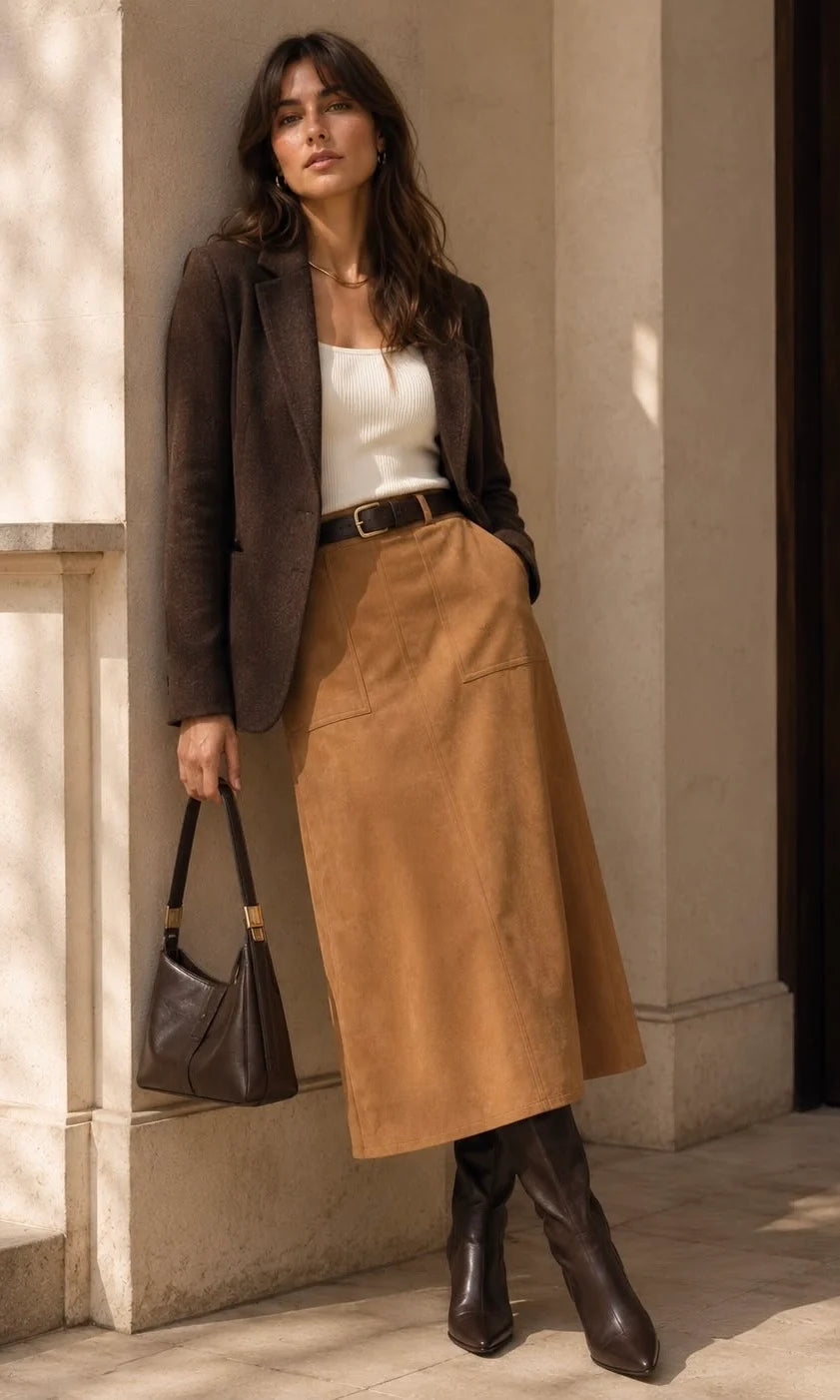 Rita Suedette Skirt