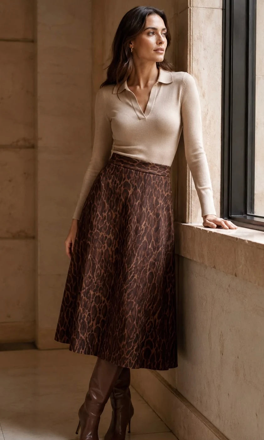 Becky Suedette Leopard Skirt