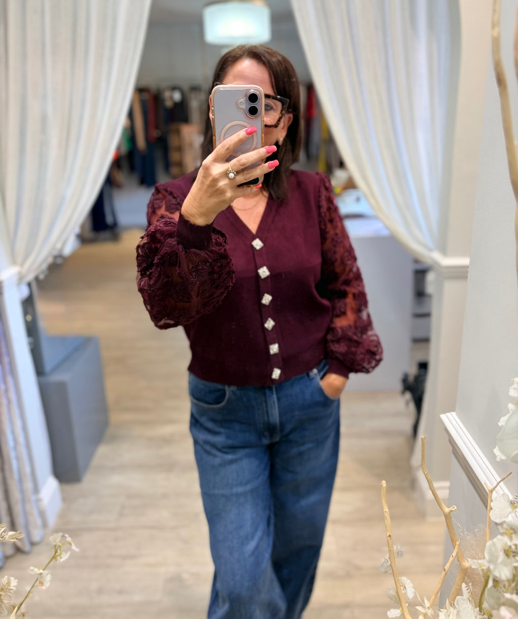 Wanda Lace Sleeve Cardigan