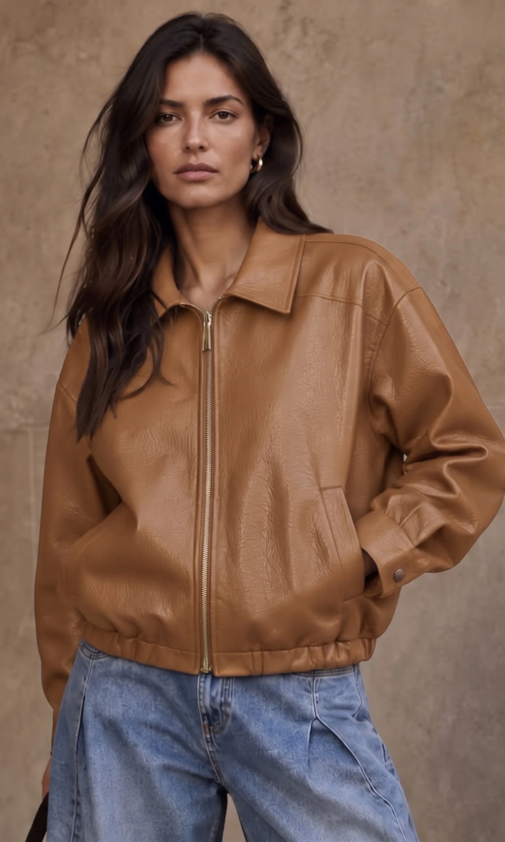 Mia Faux Leather Bomber
