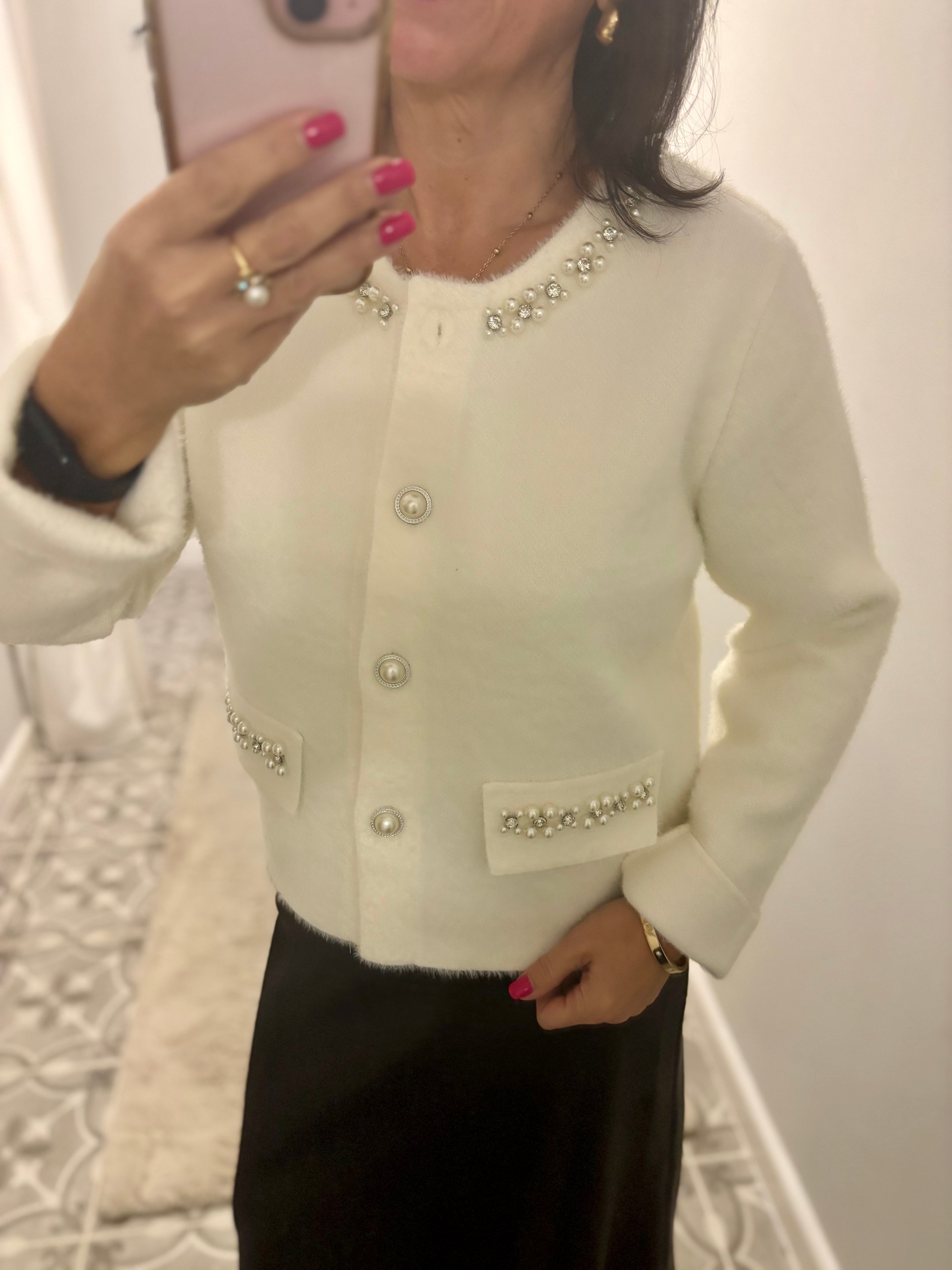 Crystal Embellished Cream Jacket