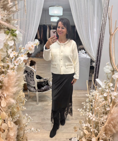 Crystal Embellished Cream Jacket