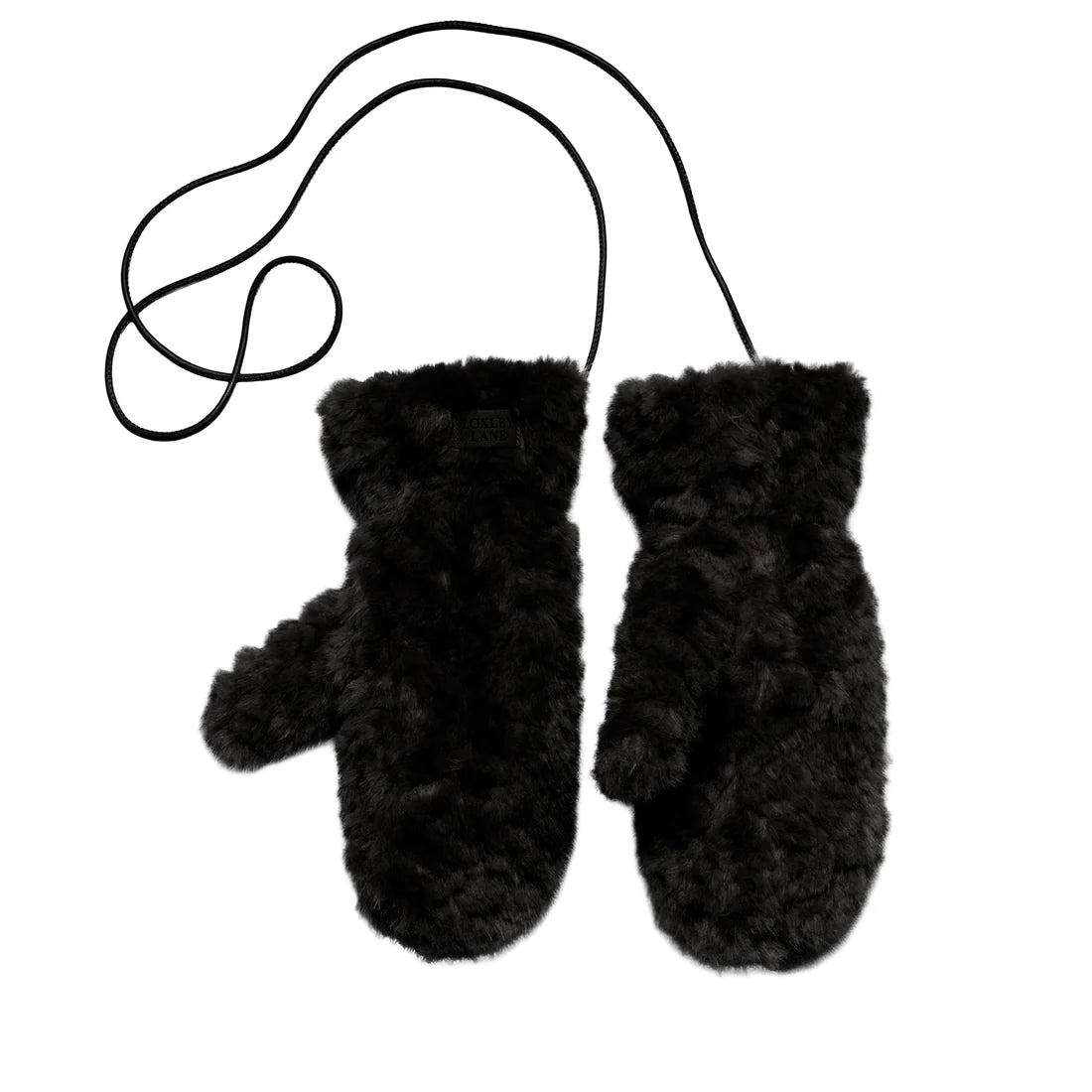 Faux Teddy Fur Mittens With Detachable Strap