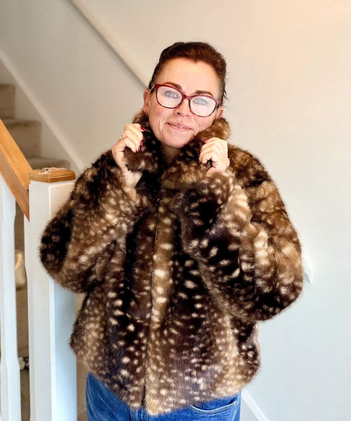 Bambi Print Faux Fur Jacket