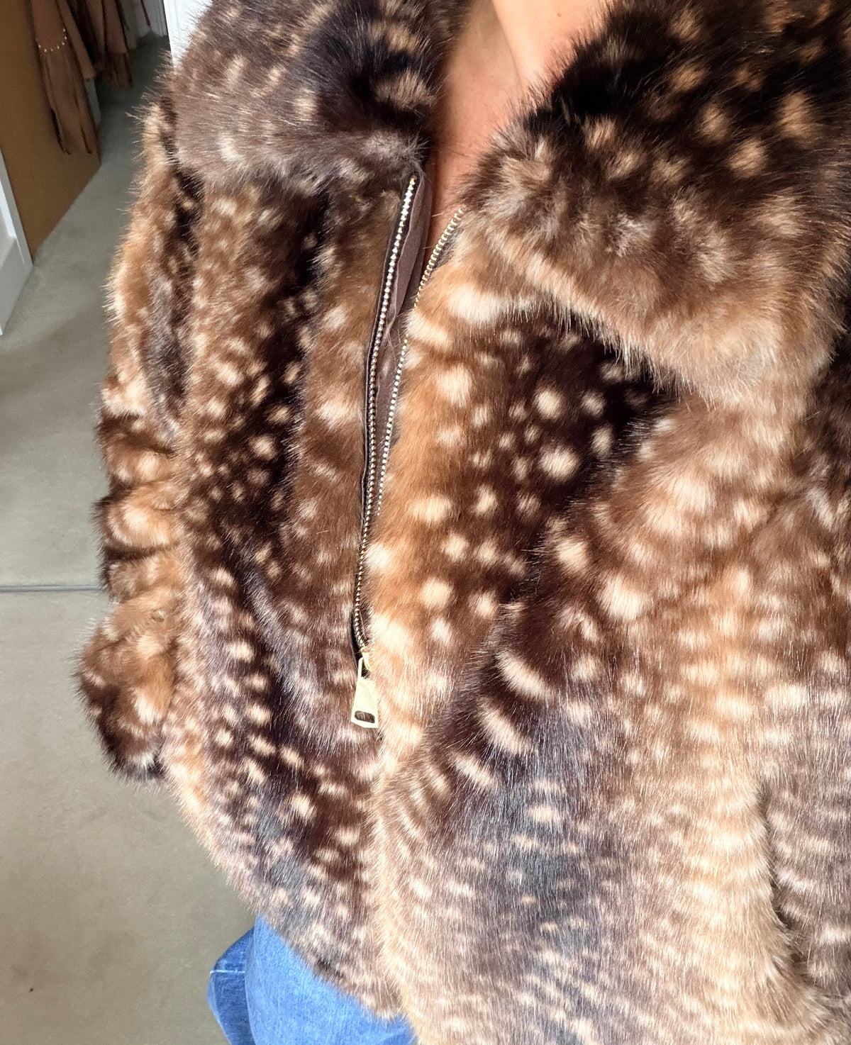 Bambi Print Faux Fur Jacket