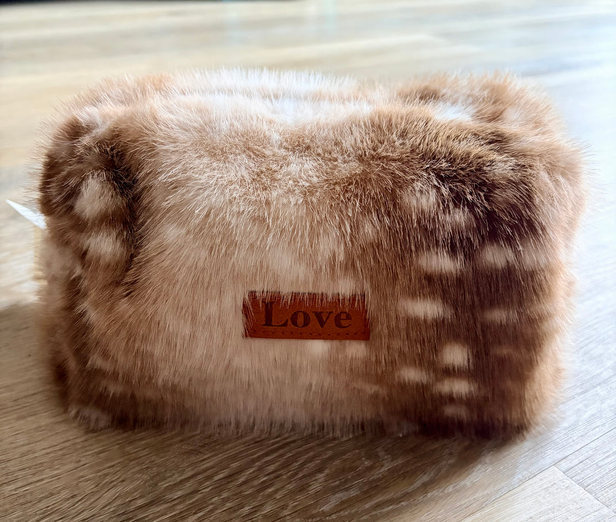 Deer Print Faux Fur Cosmetics Bag