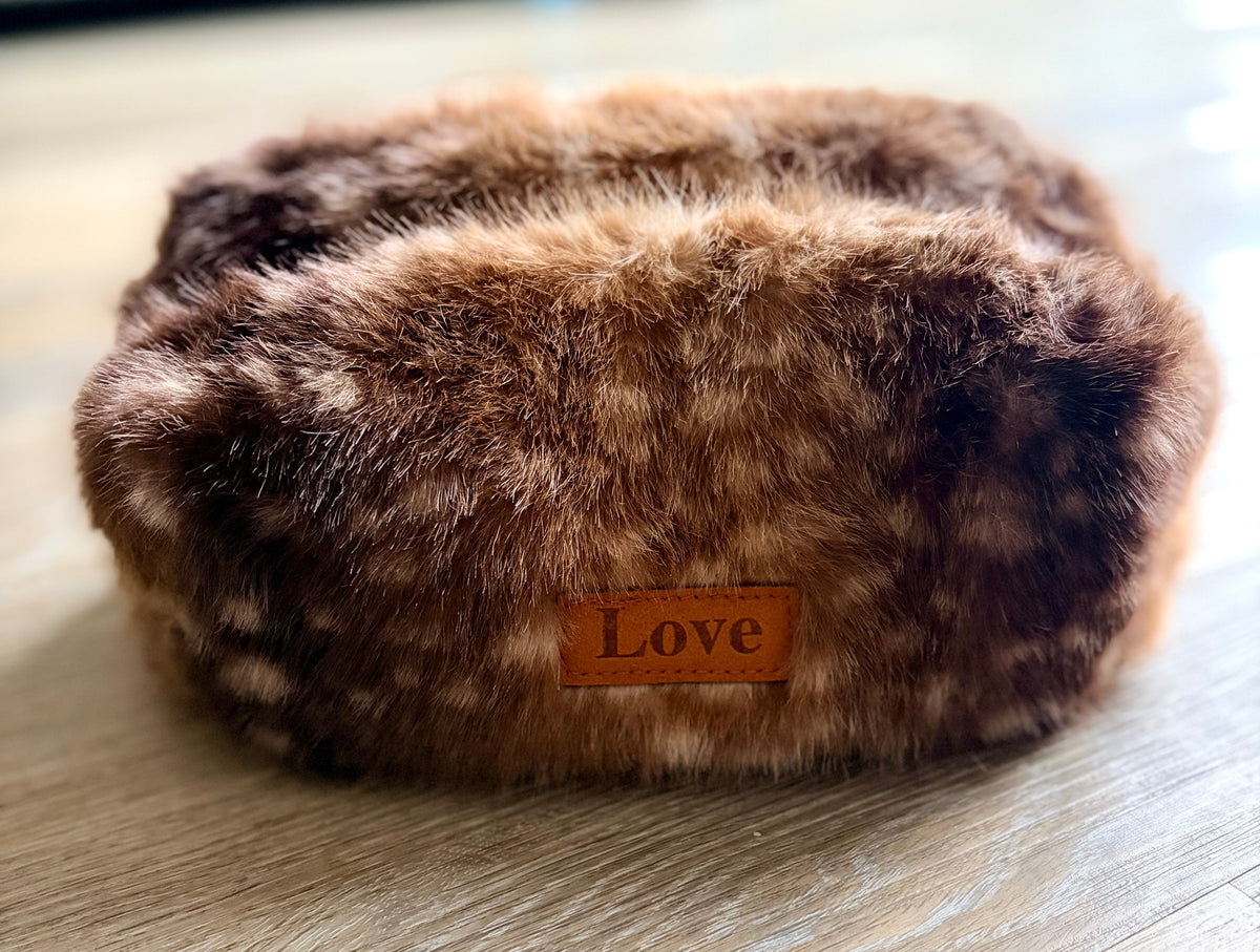 Deer Print Faux Fur Cosmetics Bag