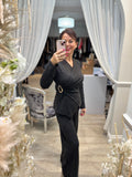 Rosy Wrap Top Suit