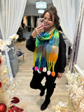 Bright Colours Pom Scarf