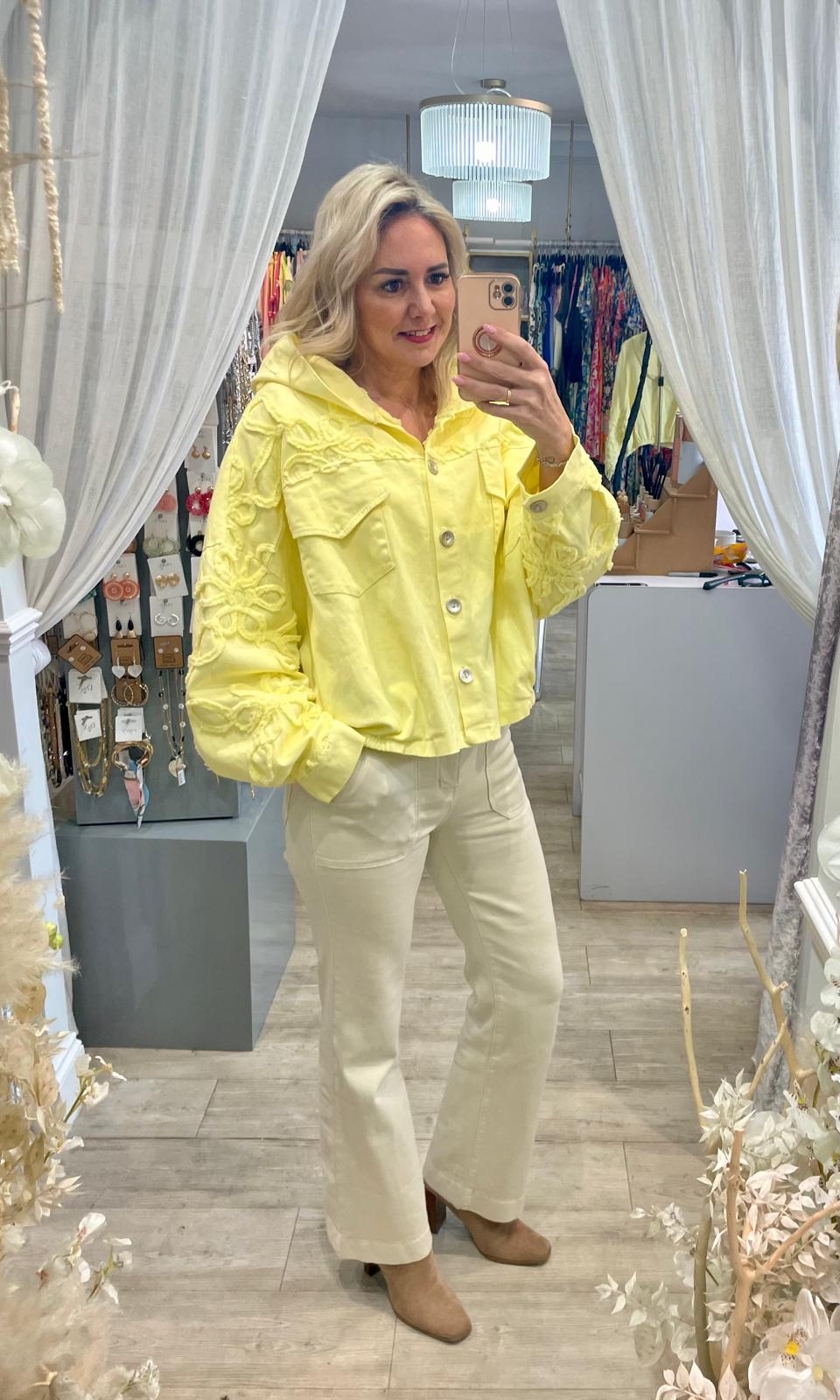 Yellow Hoody Denim Shacket