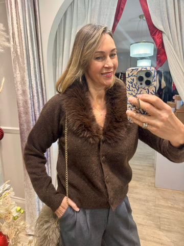 Fur Collar Cardigan