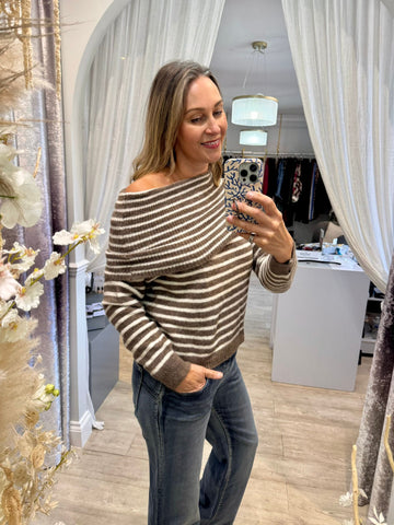 Stripy Bardot Jumper