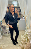 Embellished Black Denim Shirt