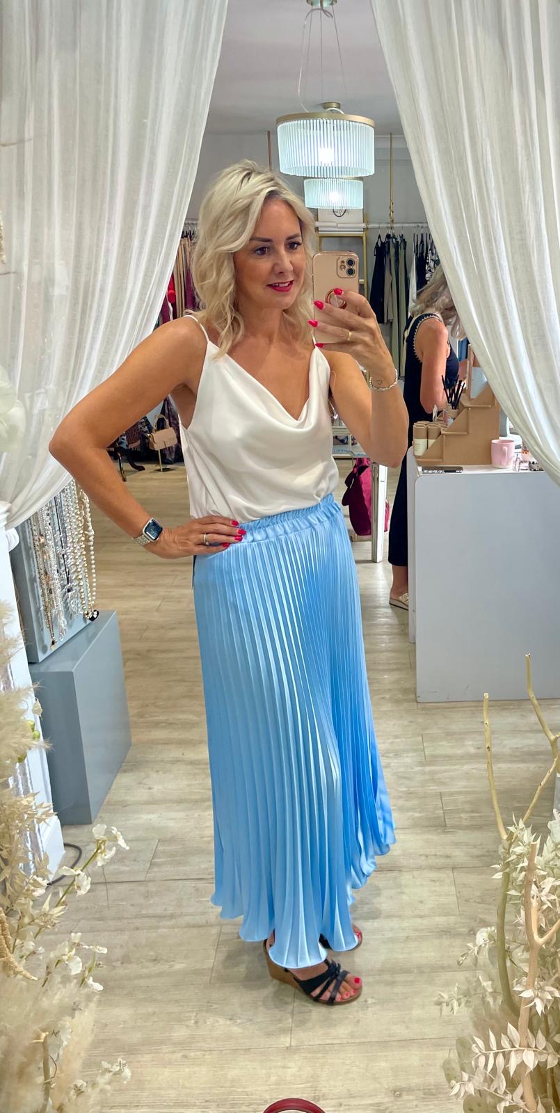 Pleated Satin Summer Skirt
