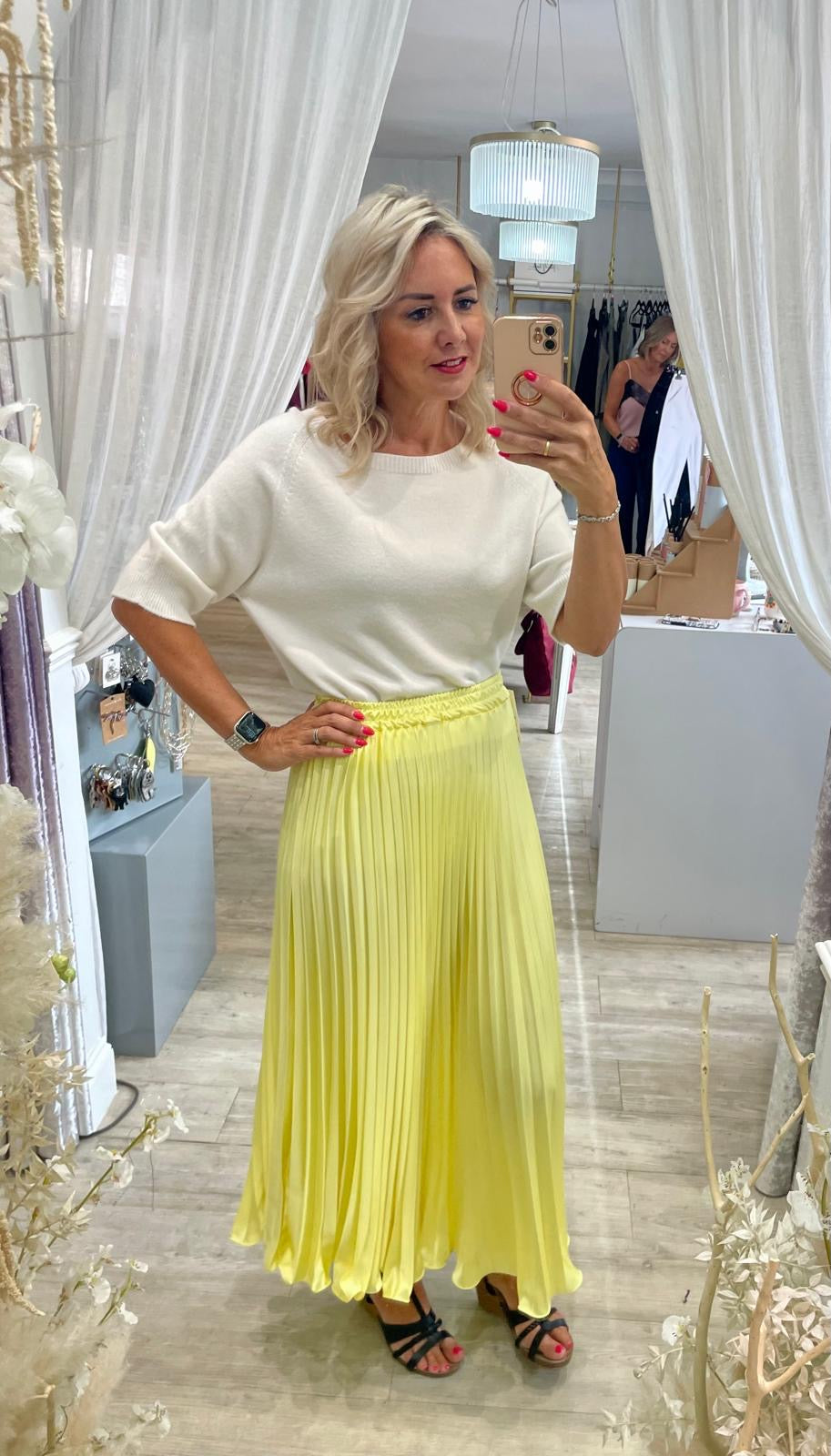 Pleated Satin Summer Skirt