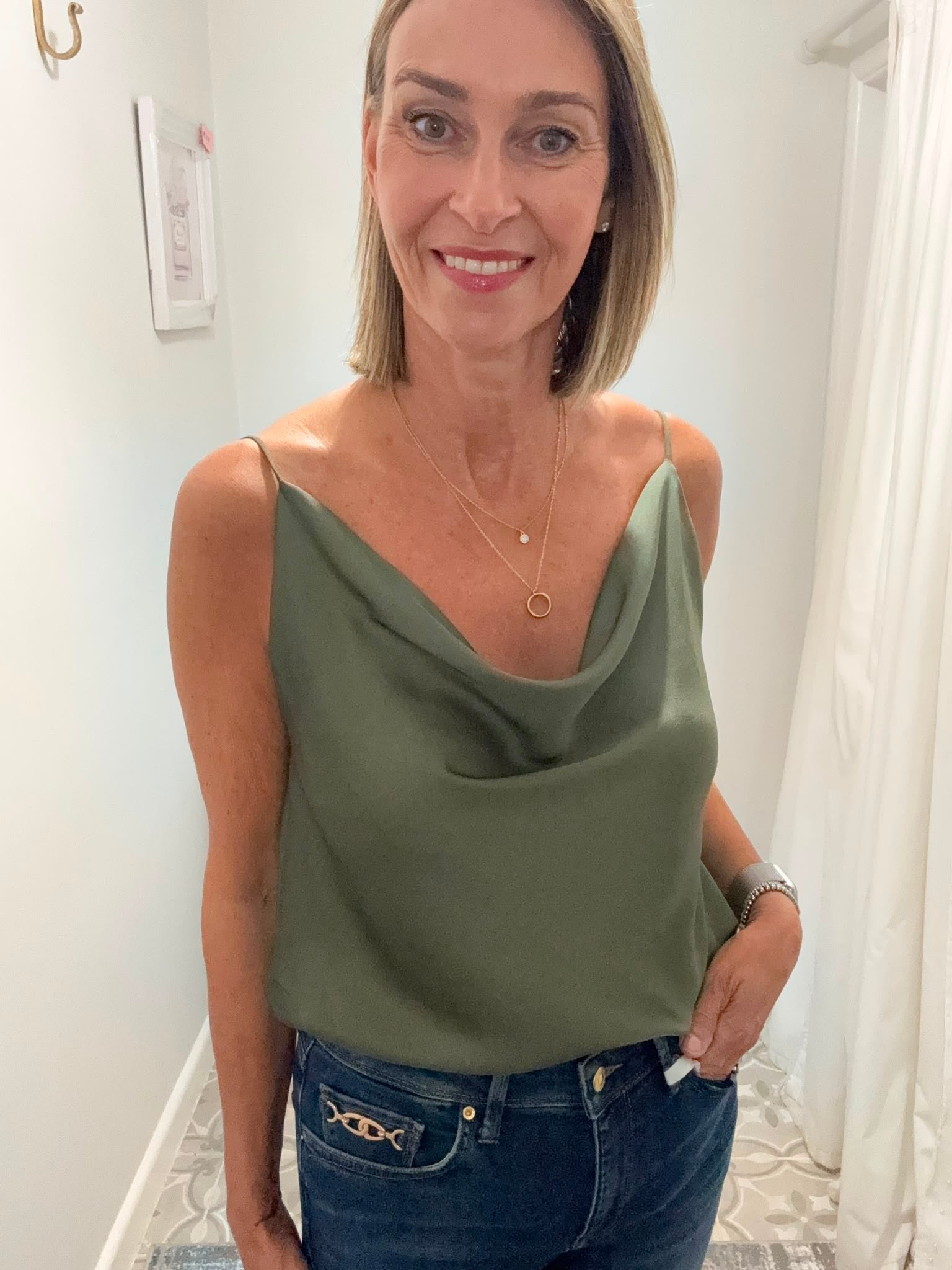 Cowl Neck Satin Camisole Top