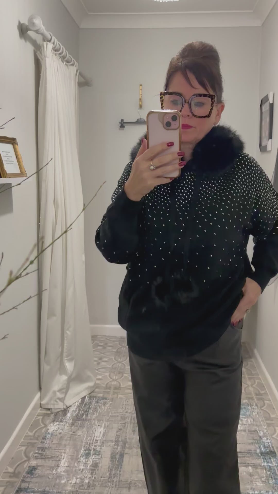 Lindy Rhinestone Fur Trim Hoodie